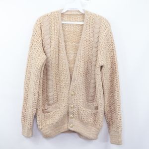 Vtg 50s Womens Medium Cowichan Cardigan Sweater